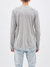 bassike 2 piece wide neck long sleeve t.shirt in grey-marl