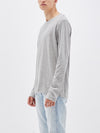 bassike 2 piece wide neck long sleeve t.shirt in grey-marl