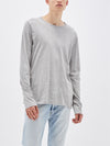 bassike 2 piece wide neck long sleeve t.shirt in grey-marl