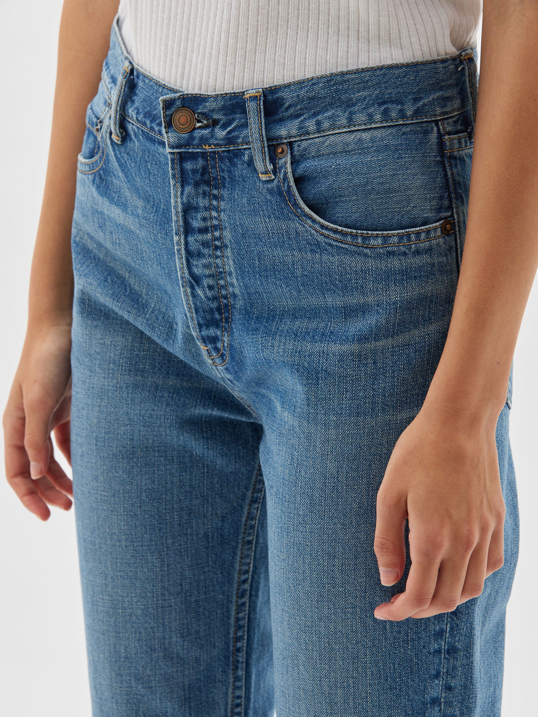 cut off straight leg jean