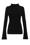 raised neck drapey rib long sleeve top