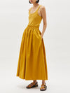 cotton gathered longerline skirt