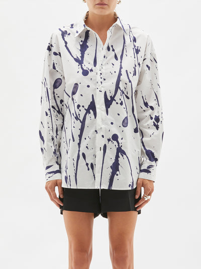 splatter print cotton shirt