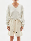 fine contrast stitch v neck